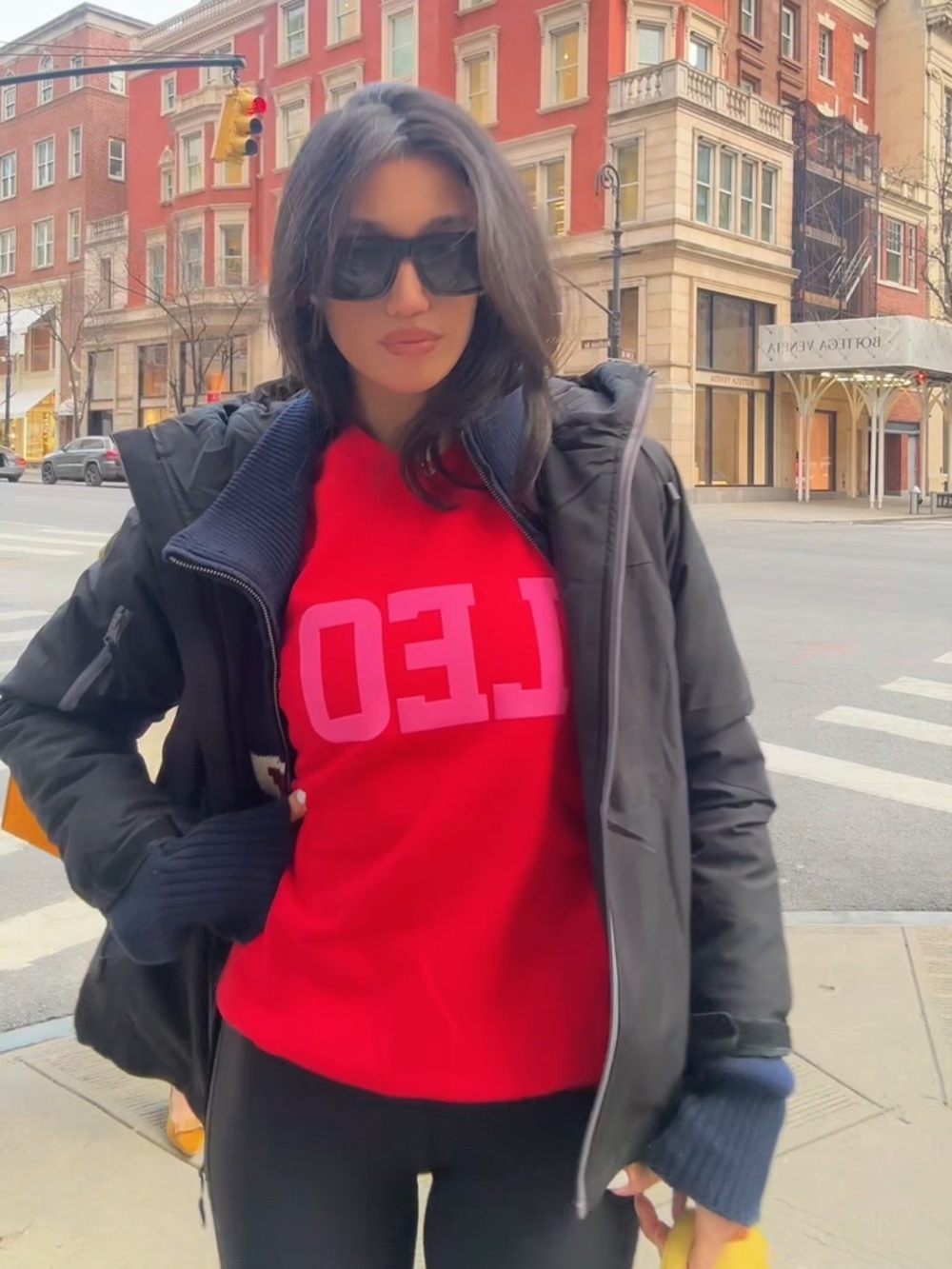 Red 'LEO' Zodiac Graphic Sweatshirt - S